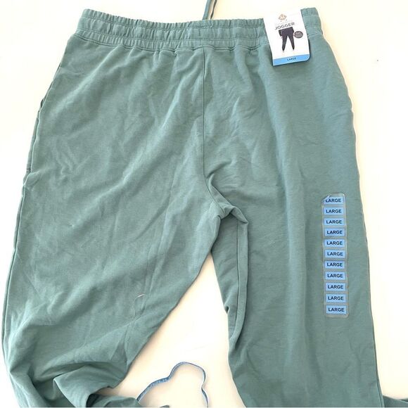 French Terry Joggers Size L in Aqua slate Drawcord - Picture 3 of 5